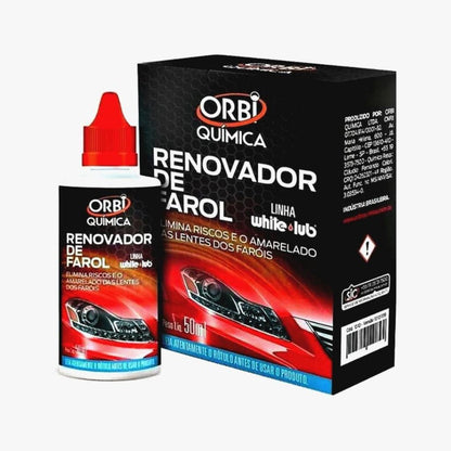 Renovador de Farol Orbi Tira Amarelado  e Aspecto Fosco  Revitalizador 50ml + Estopa