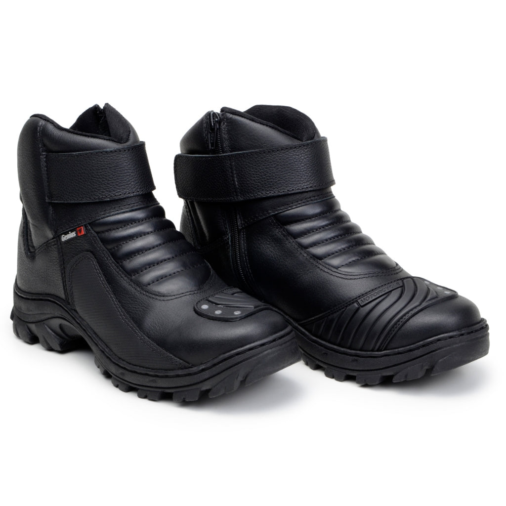 Bota Motociclista Couro Legítimo Palmilha Gel Sola Borracha - AMZ