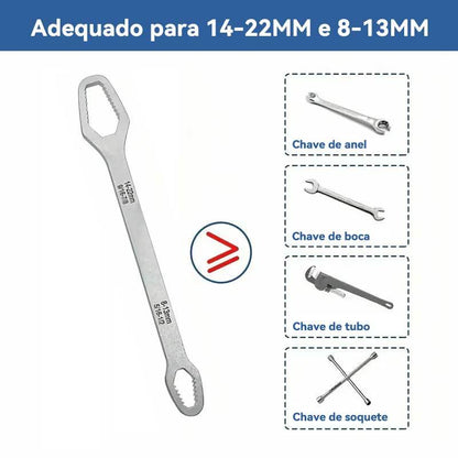 Chave Boca Fixa Universal 8-22mm Cabeça Dupla Torx Aço Resistente - AMZ