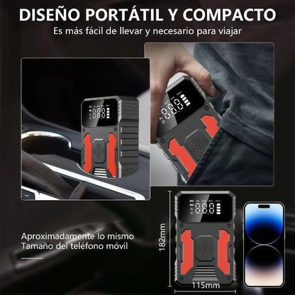 Auxiliar Partida, Bateria 4 em 1 + Compressor Ar 150 PSI com LED - AMZ