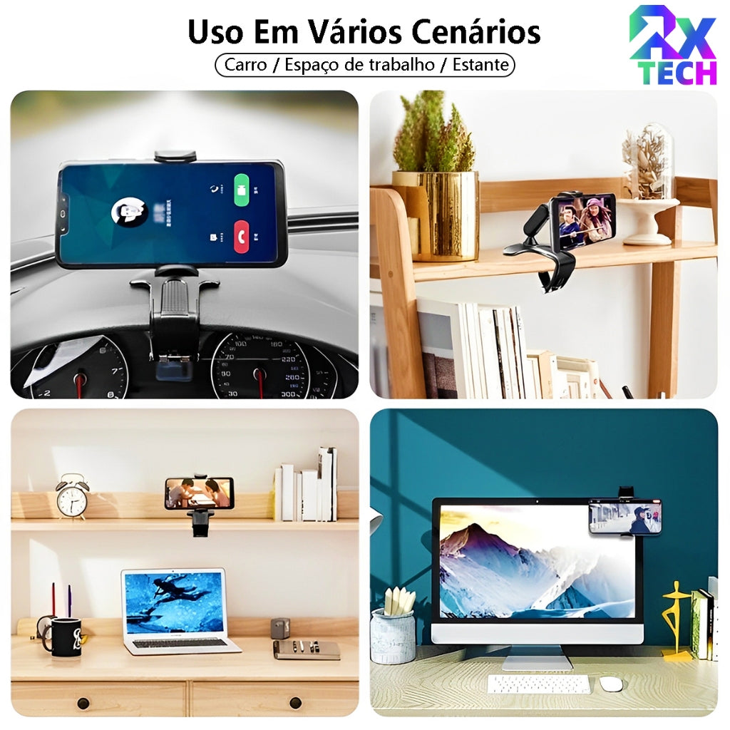 Suporte Celular Retrovisor 360° Universal Carro Prático e Seguro