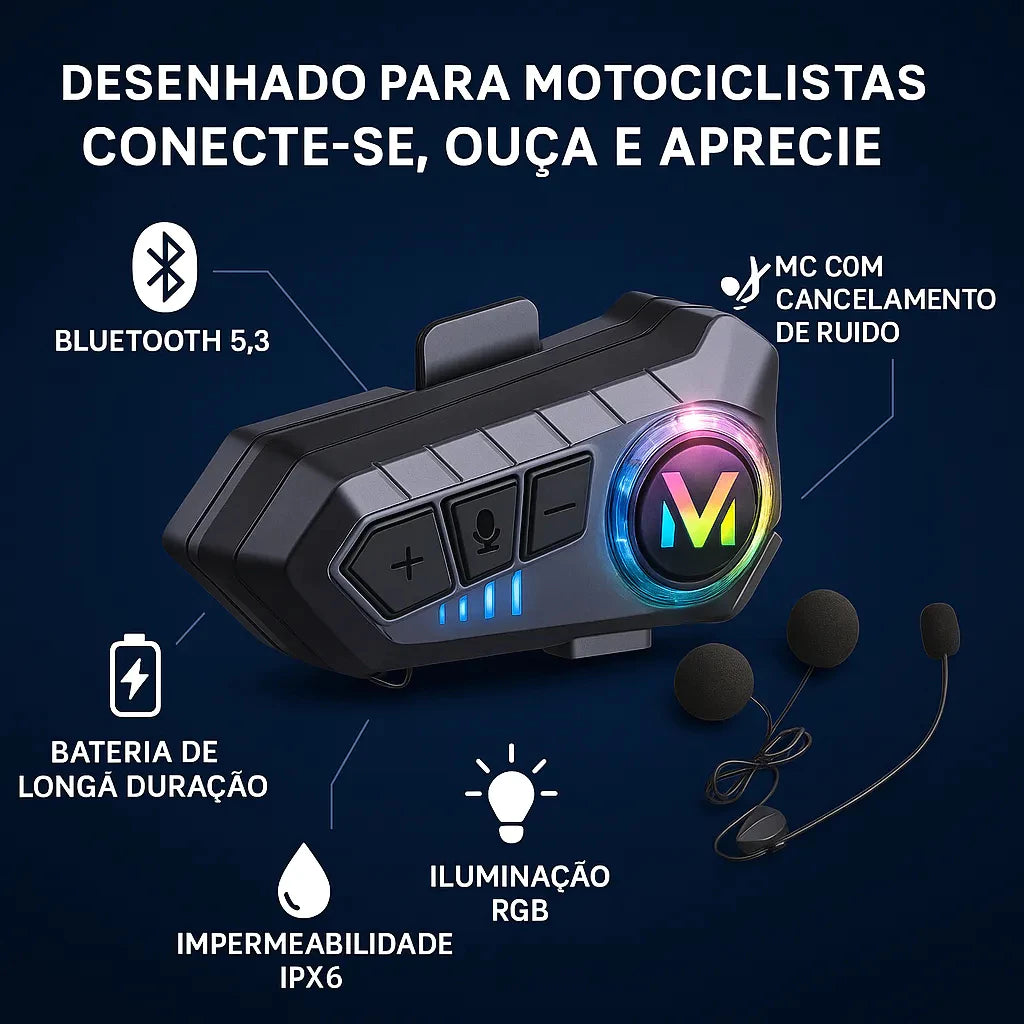 Fone de Ouvido para Capacete - Chamadas Mãos Livres