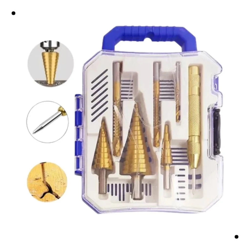 Kit 7 Brocas Escalonada Aço Titânio