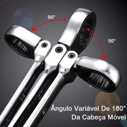 Kit 7 Peças Chave Combinada Catraca Boca Profissional - AMZ