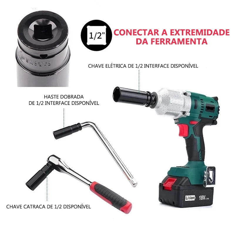 Jogo de Soquetes de Impacto Longo 8mm - 32mm - 20 Peças