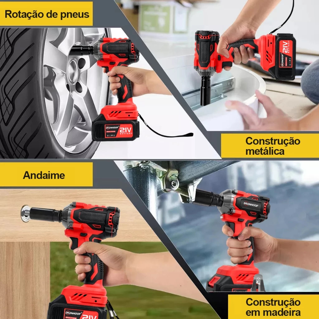 Chave de Impacto Com Led 520 N·m 21V - Chave Torque 2 Bateria