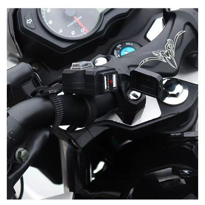 Carregador Guidão Moto 12V Porta USB Dupla Turbo Power - AMZ