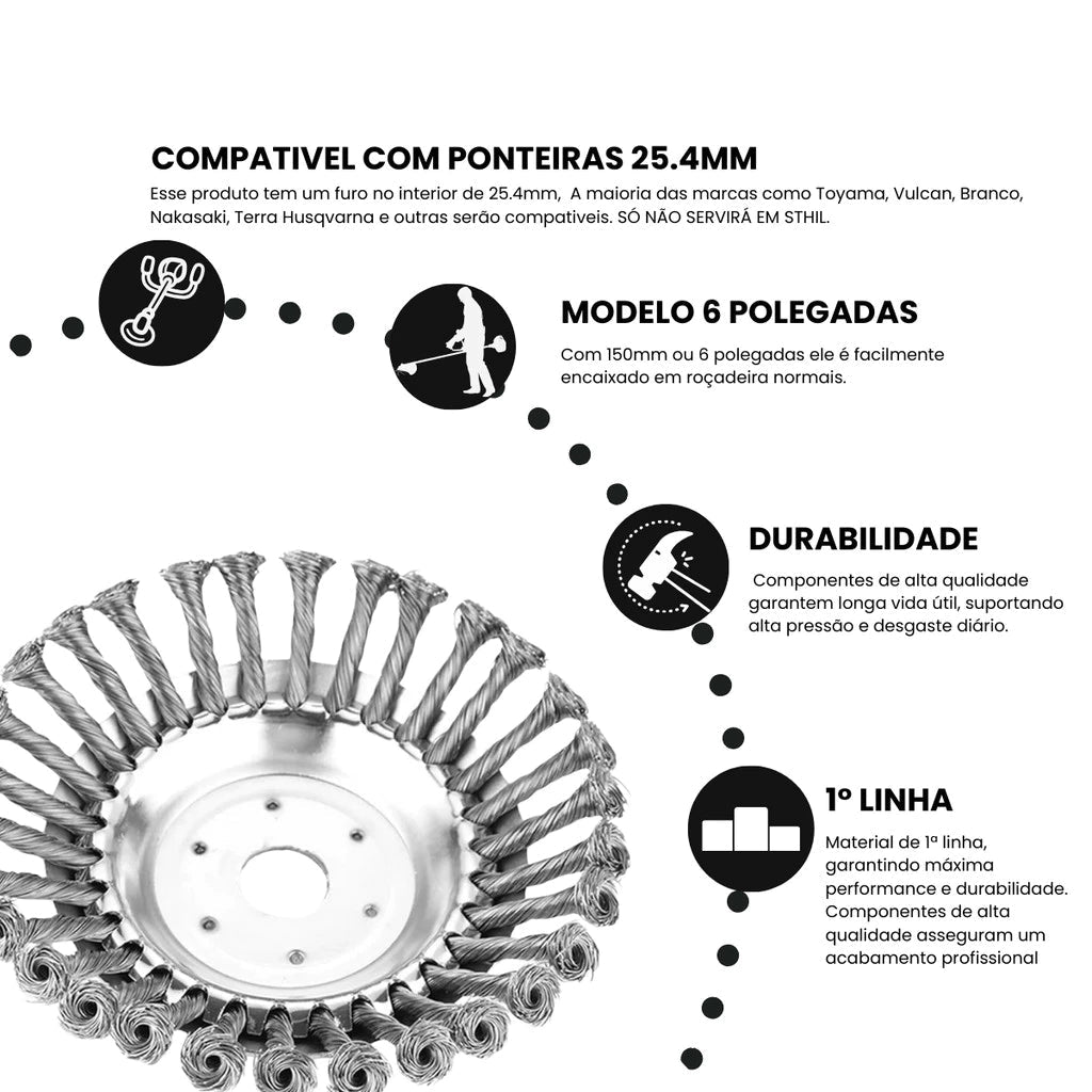 Escova de Aço para  Roçadeira RoçaSteel