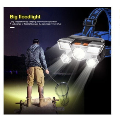 Lanterna Holofote de Cabeça 5 LED - Super Brilhante, Recarregável USB | AMZ